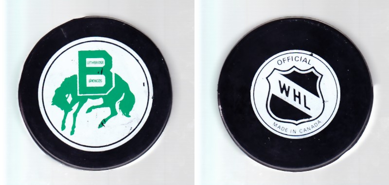 1983-86 WHL GDR LETHBRIDGE BRONCOS GAME PUCK photo