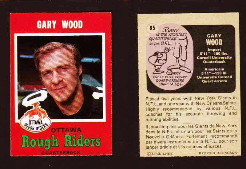 1971 CFL O-PEE-CHEE FOOTBALL CARD #85 G. WOOD photo 1971 CFL O-PEE-CHEE FOOTBALL CARD #85 G. WOOD photo