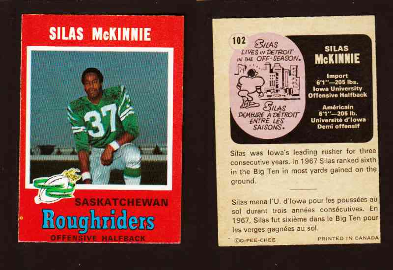 1971 CFL O-PEE-CHEE FOOTBALL CARD #102 S. McKINNIE photo 1971 CFL O-PEE-CHEE FOOTBALL CARD #102 S. McKINNIE photo