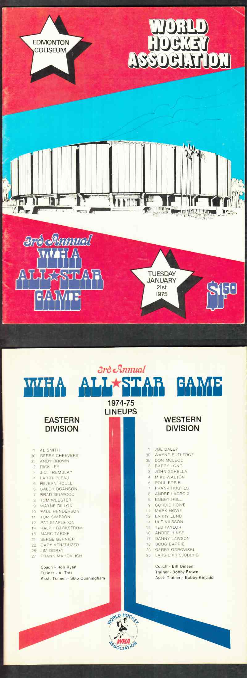 1975 WHA EDMONTON ALL STAR GAME PROGRAM photo 1975 WHA EDMONTON ALL STAR GAME PROGRAM photo