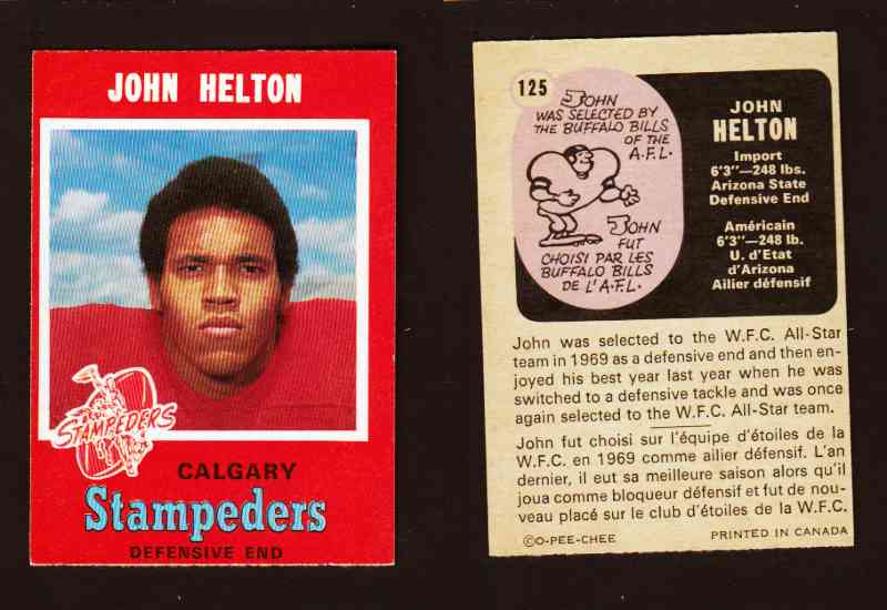 1971 CFL O-PEE-CHEE FOOTBALL CARD #125 J. HELTON photo 1971 CFL O-PEE-CHEE FOOTBALL CARD #125 J. HELTON photo