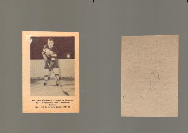 1951-52 LAVAL DAIRY HOCKEY CARD #88 R. ROUSSEAU photo 1951-52 LAVAL DAIRY HOCKEY CARD #88 R. ROUSSEAU photo