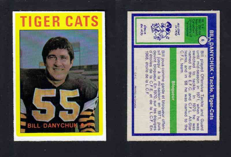 1972 CFL O-PEE-CHEE FOOTBALL CARD #6 B. DANYCHUK photo 1972 CFL O-PEE-CHEE FOOTBALL CARD #6 B. DANYCHUK photo