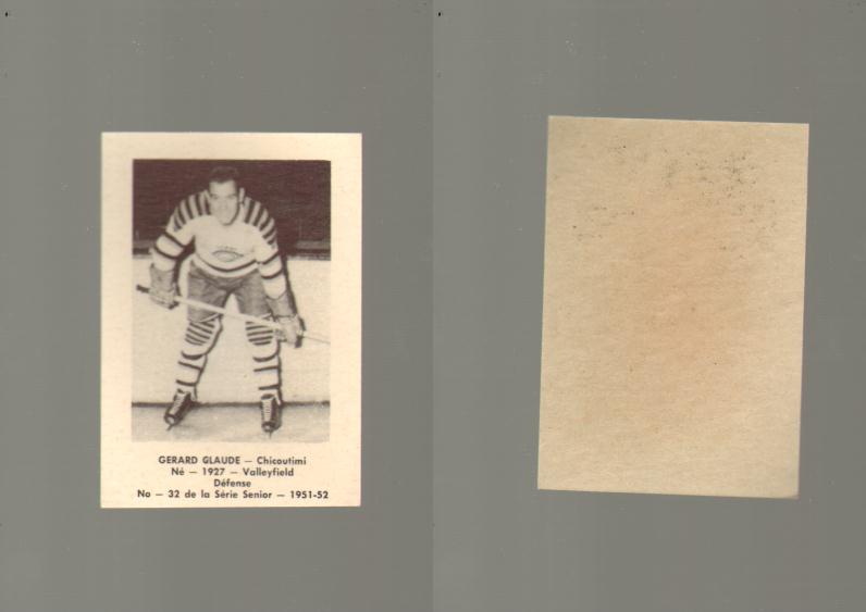 1951-52 LAVAL DAIRY HOCKEY CARD #32 G. CLAUDE photo 1951-52 LAVAL DAIRY HOCKEY CARD #32 G. CLAUDE photo