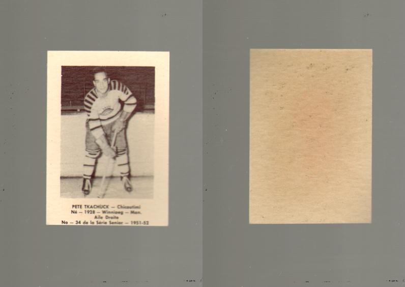 1951-52 LAVAL DAIRY HOCKEY CARD #34 P. TKACHUCK photo 1951-52 LAVAL DAIRY HOCKEY CARD #34 P. TKACHUCK photo