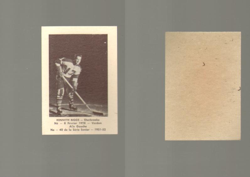 1951-52 LAVAL DAIRY HOCKEY CARD #40 K. BIGGS photo 1951-52 LAVAL DAIRY HOCKEY CARD #40 K. BIGGS photo