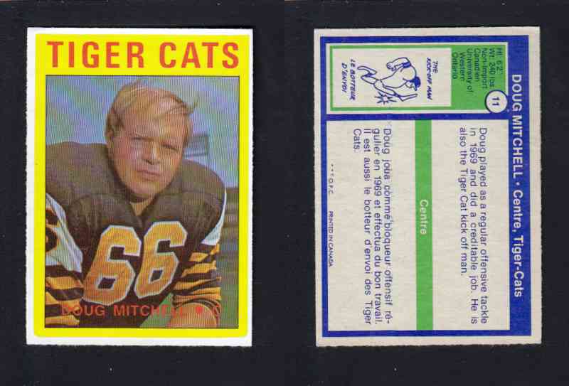 1972 CFL O-PEE-CHEE FOOTBALL CARD #11 D. MITCHELL photo 1972 CFL O-PEE-CHEE FOOTBALL CARD #11 D. MITCHELL photo