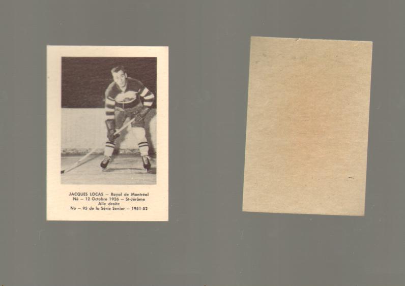 1951-52 LAVAL DAIRY HOCKEY CARD #95 J. LOCAS photo 1951-52 LAVAL DAIRY HOCKEY CARD #95 J. LOCAS photo