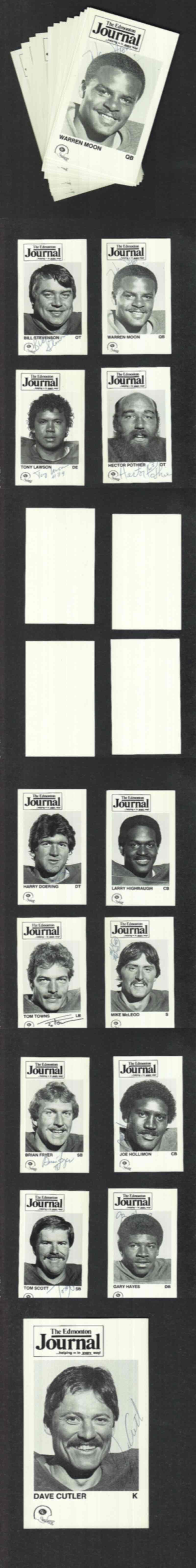 1980 CFL EDMONTON JOURNAL ESKIMOS AUTOGRAPHED CARD LOT OF 13 INC. W. MOON photo 1980 CFL EDMONTON JOURNAL ESKIMOS AUTOGRAPHED CARD LOT OF 13 INC. W. MOON photo