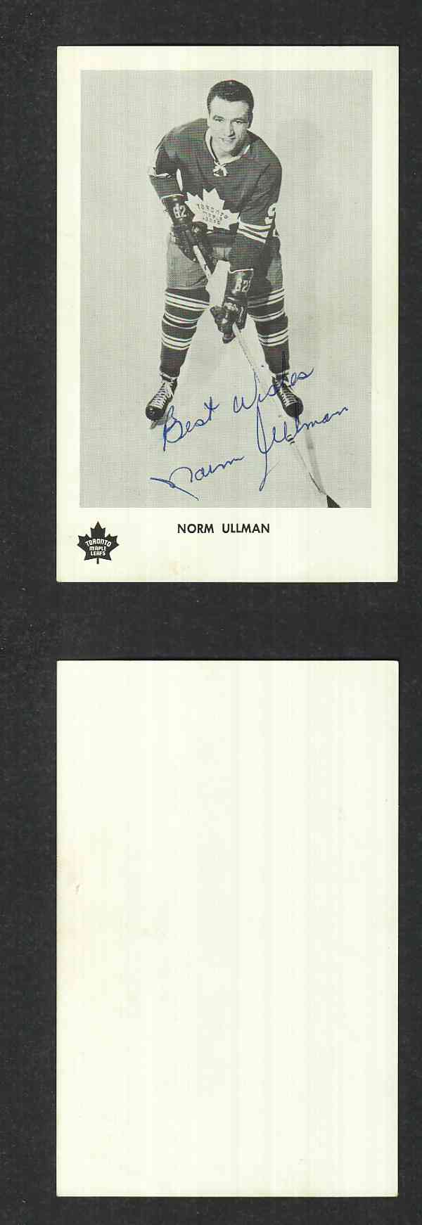 1960'S TORONTO MAPLE LEAFS N. ULLMAN POST CARD AUTOGRAPHED photo 1960'S TORONTO MAPLE LEAFS N. ULLMAN POST CARD AUTOGRAPHED photo