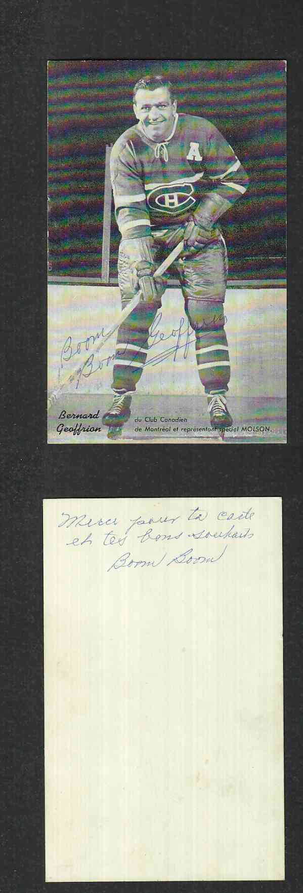 1950'S MONTREAL CANADIENS B. GEOFFRION AUTOGRAPHED POST CARD photo 1950'S MONTREAL CANADIENS B. GEOFFRION AUTOGRAPHED POST CARD photo