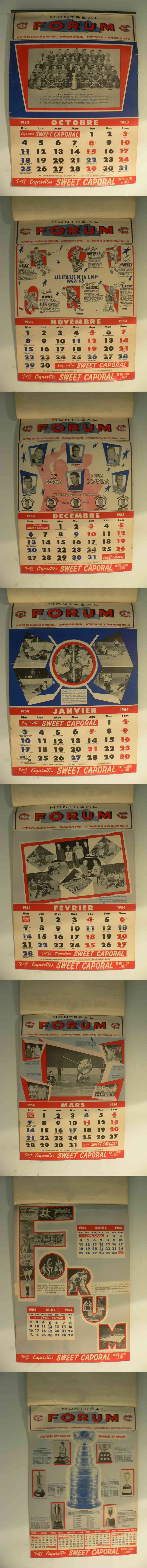 1953-54 SWEET CAPORAL MONTREAL CANADIENS FULL CALENDAR photo 1953-54 SWEET CAPORAL MONTREAL CANADIENS FULL CALENDAR photo