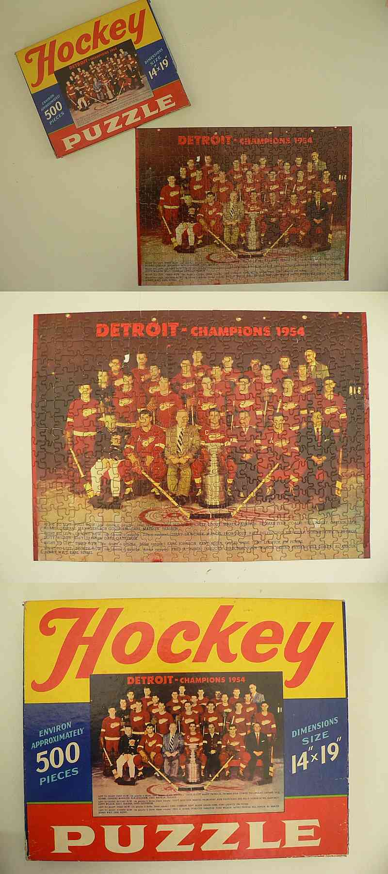 1954 DISPENSACO DETROIT RED WINGS PUZZLE & BOX photo 1954 DISPENSACO DETROIT RED WINGS PUZZLE & BOX photo