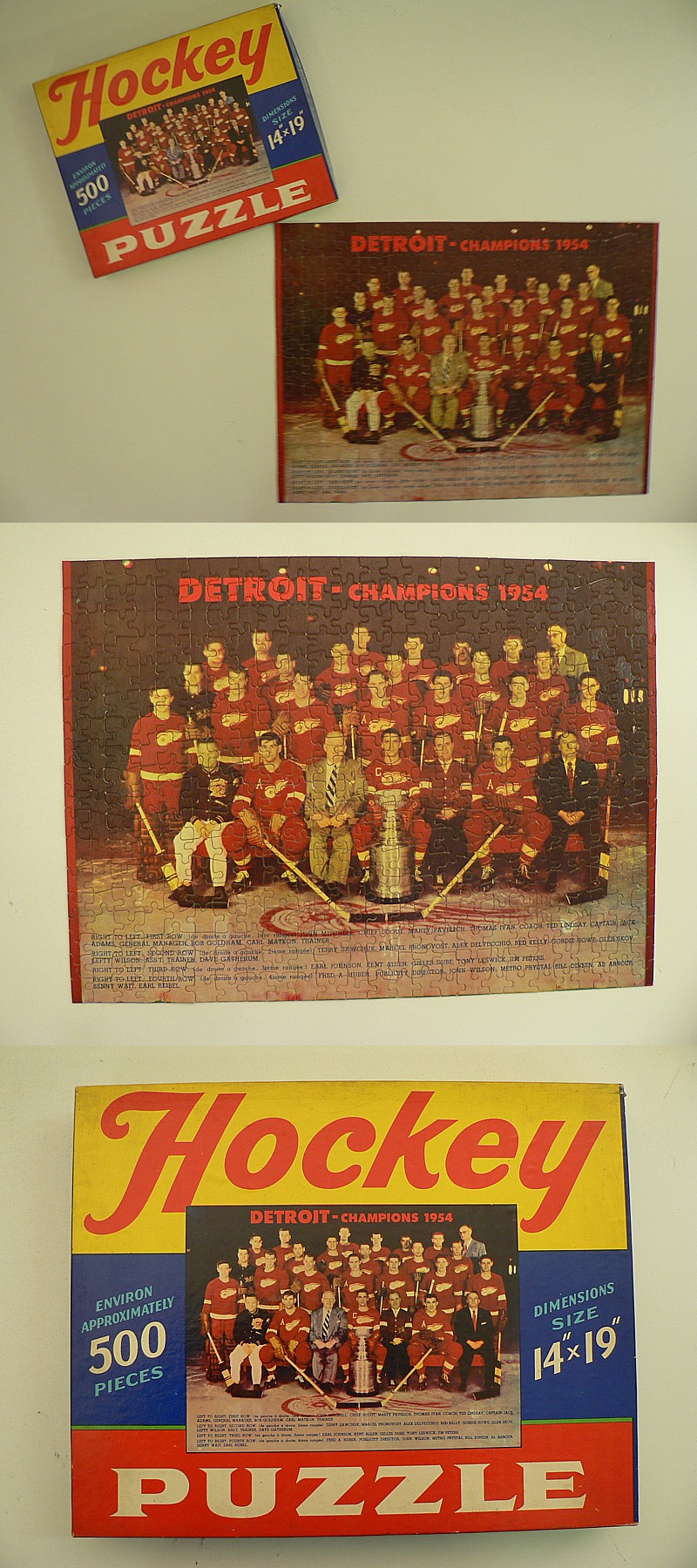 1954 DISPENSACO DETROIT RED WING TEAM PUZZLE & BOX photo 1954 DISPENSACO DETROIT RED WING TEAM PUZZLE & BOX photo
