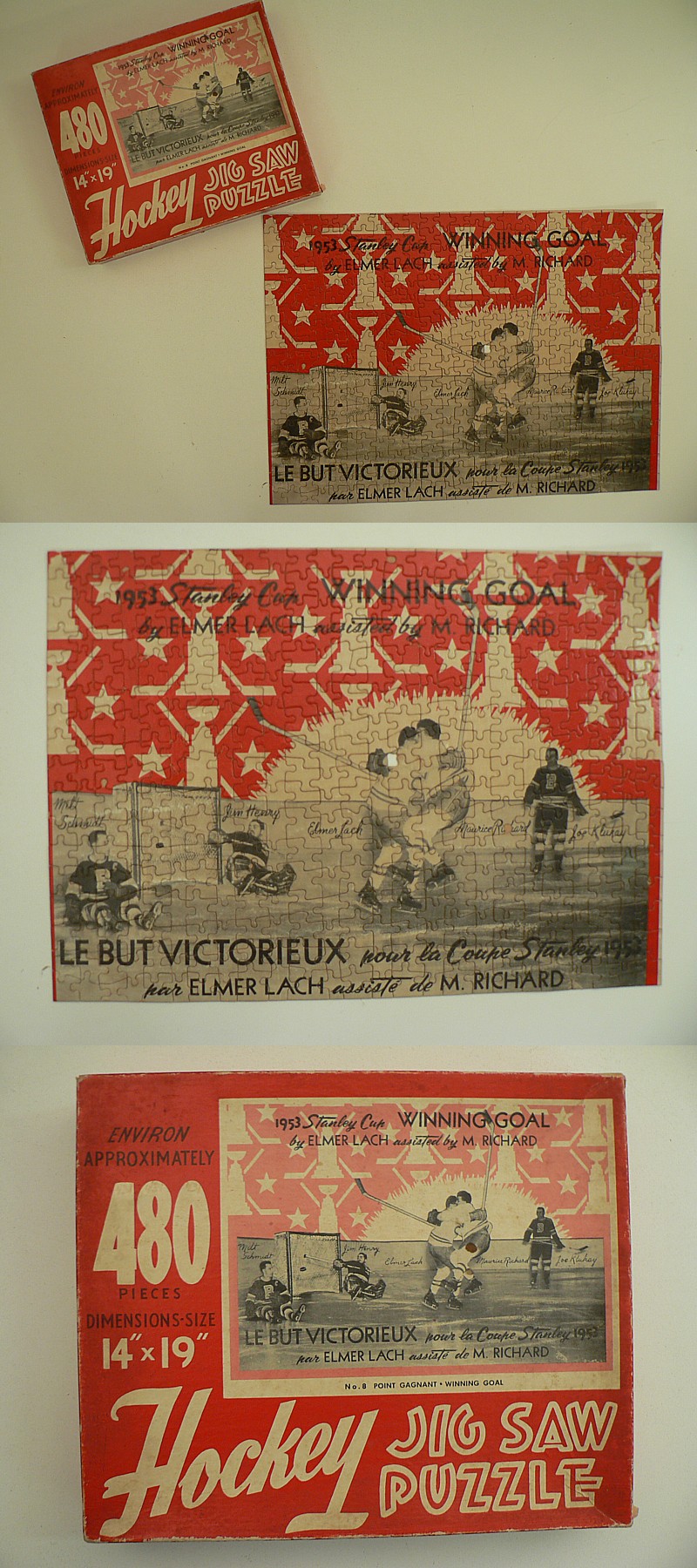 1953 JIGSAW STANLEY CUP WINNING GOAL PUZZLE & BOX photo 1953 JIGSAW STANLEY CUP WINNING GOAL PUZZLE & BOX photo