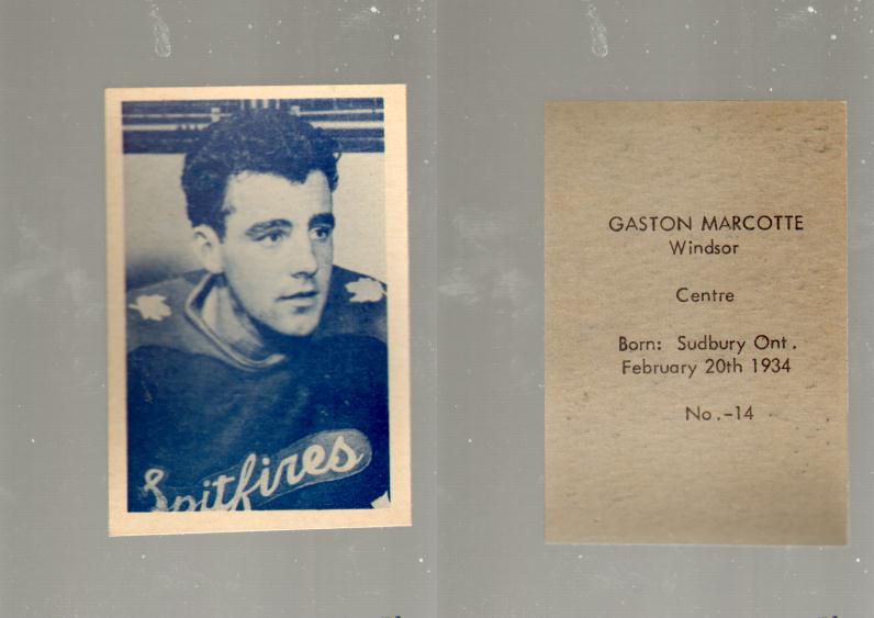 1952-53 OHL ANONYMOUS HOCKEY CARD #14 G. MARCOTTE photo 1952-53 OHL ANONYMOUS HOCKEY CARD #14 G. MARCOTTE photo