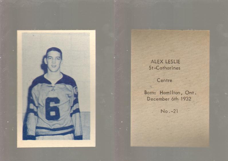 1952-53 OHL ANONYMOUS HOCKEY CARD #21 A. LESLIE photo 1952-53 OHL ANONYMOUS HOCKEY CARD #21 A. LESLIE photo