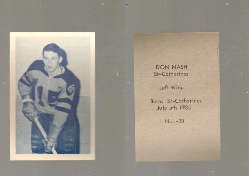 1952-53 OHL ANONYMOUS HOCKEY CARD #28 D. NASH photo 1952-53 OHL ANONYMOUS HOCKEY CARD #28 D. NASH photo