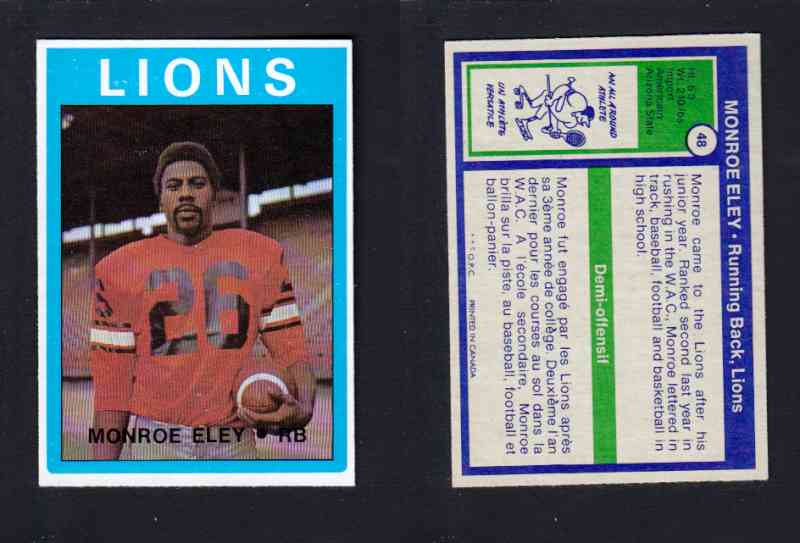 1972 CFL O-PEE-CHEE FOOTBALL CARD #48 M. ELEY photo 1972 CFL O-PEE-CHEE FOOTBALL CARD #48 M. ELEY photo