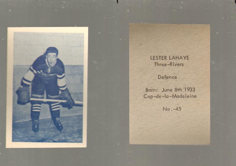 1952-53 OHL ANONYMOUS HOCKEY CARD #45 L. LAHAYE photo 1952-53 OHL ANONYMOUS HOCKEY CARD #45 L. LAHAYE photo