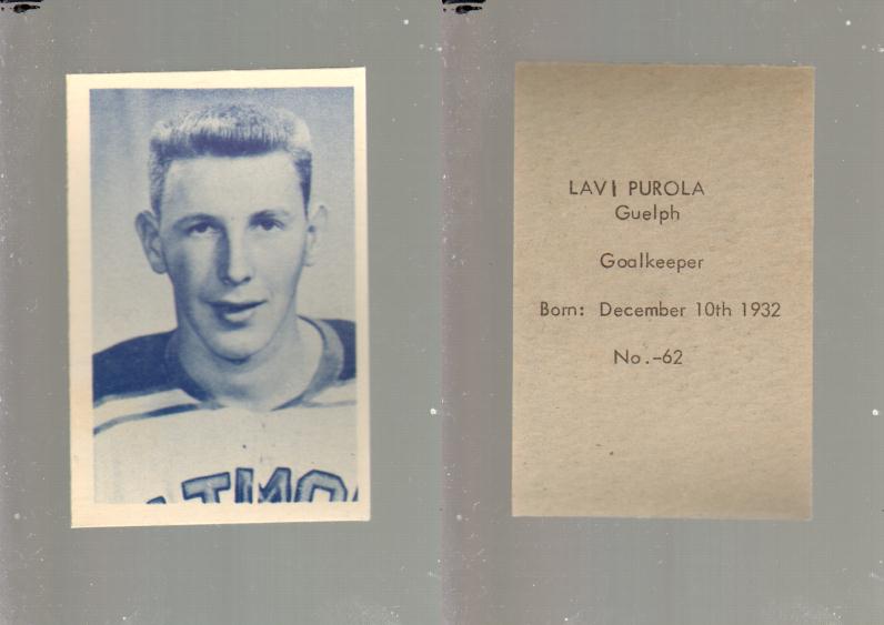 1952-53 OHL ANONYMOUS HOCKEY CARD #62 L. PUROLA photo 1952-53 OHL ANONYMOUS HOCKEY CARD #62 L. PUROLA photo