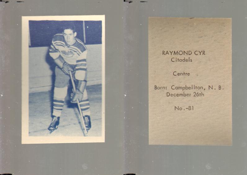 1952-53 OHL ANONYMOUS HOCKEY CARD #81 R. CYR photo 1952-53 OHL ANONYMOUS HOCKEY CARD #81 R. CYR photo