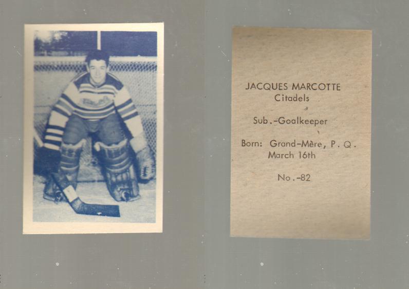 1952-53 OHL ANONYMOUS HOCKEY CARD #82 J. MARCOTTE photo 1952-53 OHL ANONYMOUS HOCKEY CARD #82 J. MARCOTTE photo
