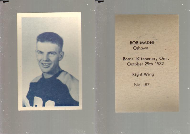 1952-53 OHL ANONYMOUS HOCKEY CARD #87 B. MADER photo 1952-53 OHL ANONYMOUS HOCKEY CARD #87 B. MADER photo