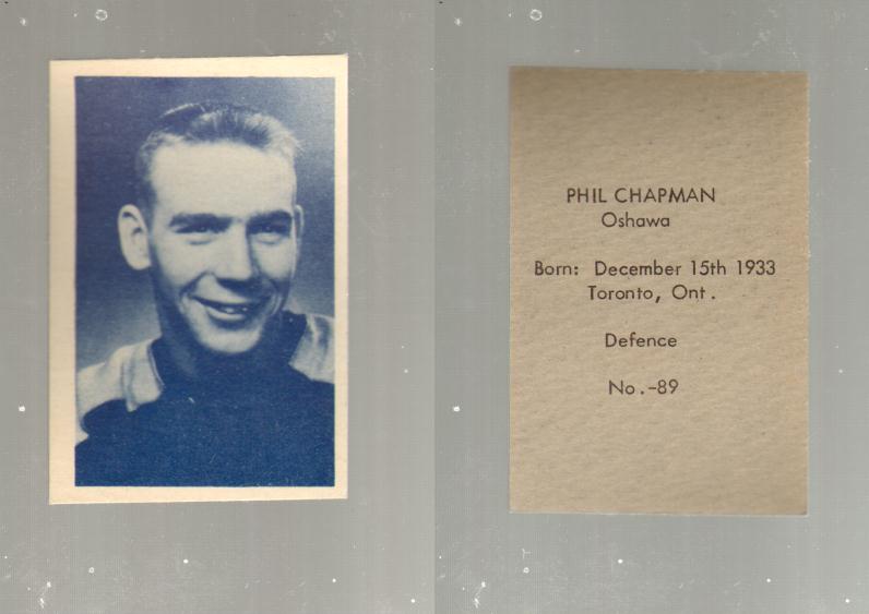 1952-53 OHL ANONYMOUS HOCKEY CARD #89 P. CHAPMAN photo 1952-53 OHL ANONYMOUS HOCKEY CARD #89 P. CHAPMAN photo