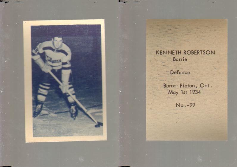 1952-53 OHL ANONYMOUS HOCKEY CARD #99 K. ROBERTSON photo 1952-53 OHL ANONYMOUS HOCKEY CARD #99 K. ROBERTSON photo