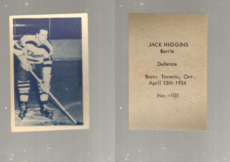 1952-53 OHL ANONYMOUS HOCKEY CARD #105 J. HIGGINS photo 1952-53 OHL ANONYMOUS HOCKEY CARD #105 J. HIGGINS photo