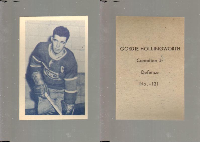 1952-53 OHL ANONYMOUS HOCKEY CARD #131 G. HOLLINGWORTH photo 1952-53 OHL ANONYMOUS HOCKEY CARD #131 G. HOLLINGWORTH photo