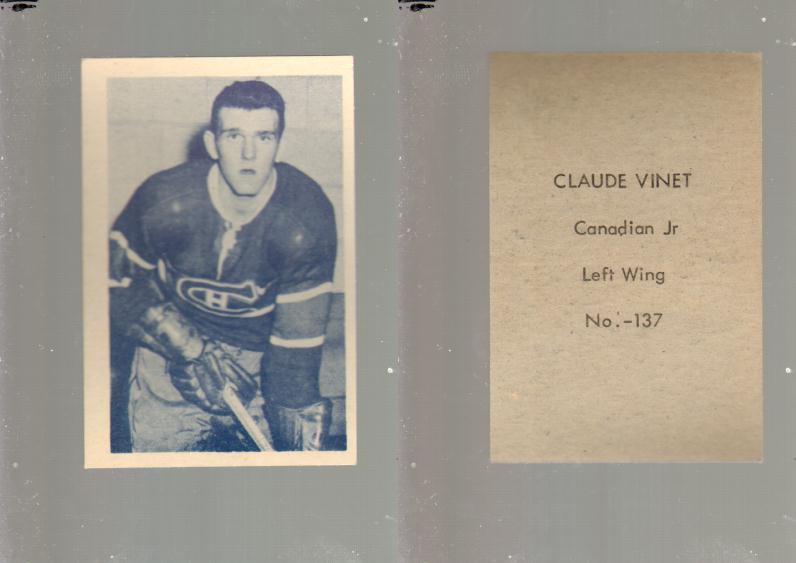 1952-53 OHL ANONYMOUS HOCKEY CARD #137 C. VINET photo 1952-53 OHL ANONYMOUS HOCKEY CARD #137 C. VINET photo
