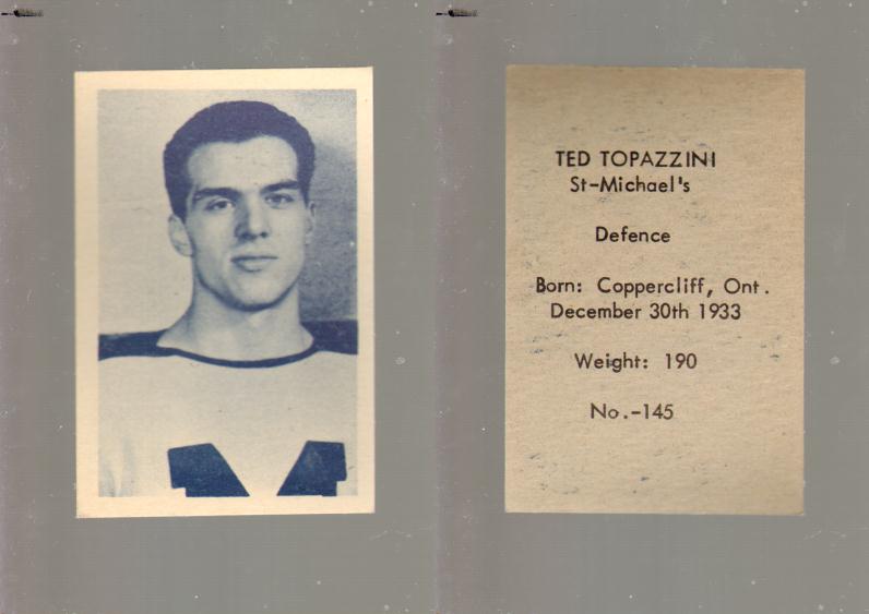 1952-53 OHL ANONYMOUS HOCKEY CARD #145 T. TOPAZZINI photo 1952-53 OHL ANONYMOUS HOCKEY CARD #145 T. TOPAZZINI photo
