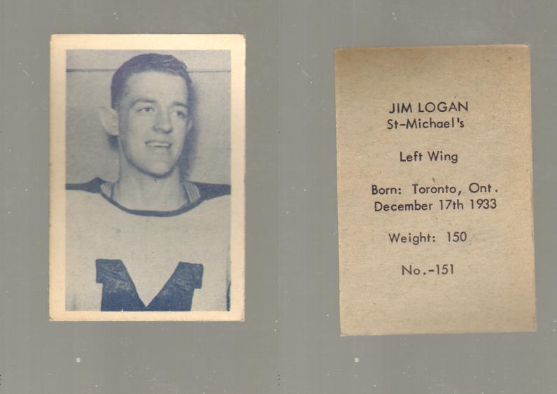 1952-53 OHL ANONYMOUS HOCKEY CARD #151 J. LOGAN photo 1952-53 OHL ANONYMOUS HOCKEY CARD #151 J. LOGAN photo
