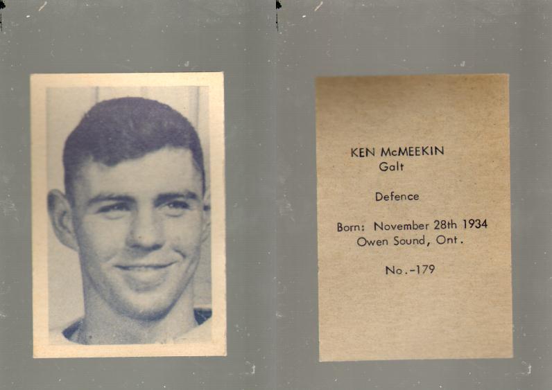 1952-53 OHL ANONYMOUS HOCKEY CARD #179 K. McMEEKIN photo 1952-53 OHL ANONYMOUS HOCKEY CARD #179 K. McMEEKIN photo