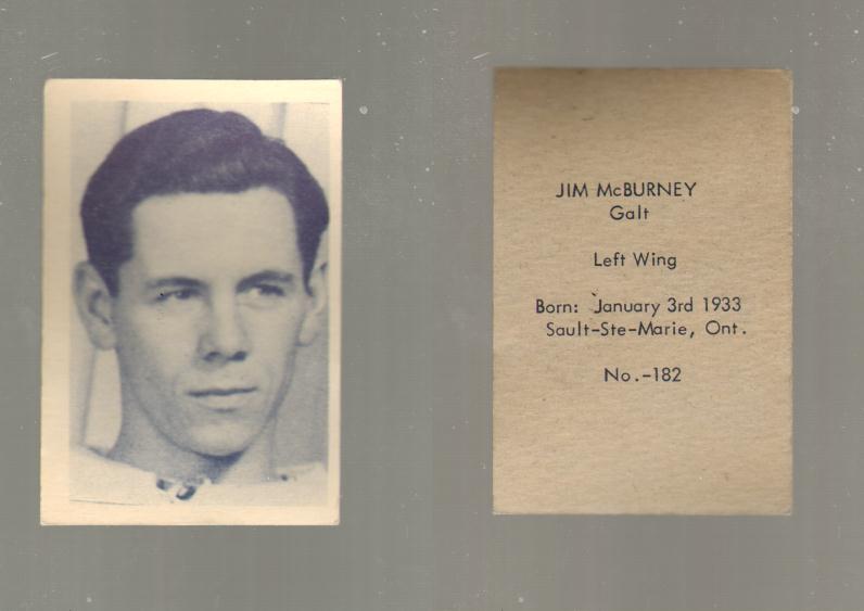 1952-53 OHL ANONYMOUS HOCKEY CARD #182 J. McBURNEY photo 1952-53 OHL ANONYMOUS HOCKEY CARD #182 J. McBURNEY photo