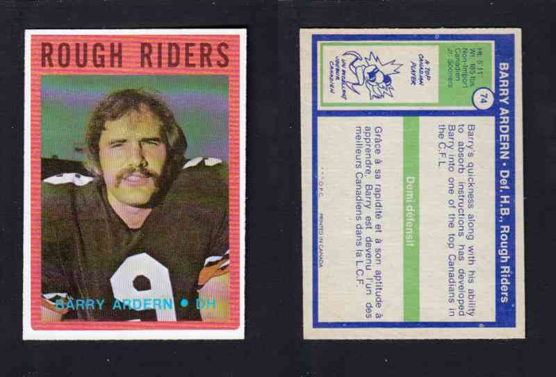 1972 CFL O-PEE-CHEE FOOTBALL CARD #74 B. ARDERN photo 1972 CFL O-PEE-CHEE FOOTBALL CARD #74 B. ARDERN photo