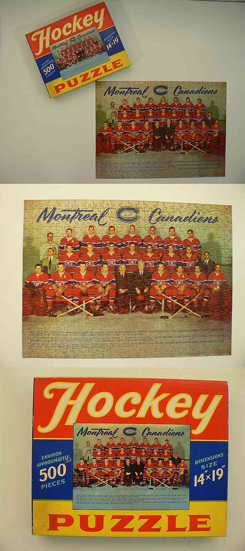 1950'S INTERNATIONAL DISPENSACO MONTREAL CANADIENS PUZZLE & BOX photo 1950'S INTERNATIONAL DISPENSACO MONTREAL CANADIENS PUZZLE & BOX photo