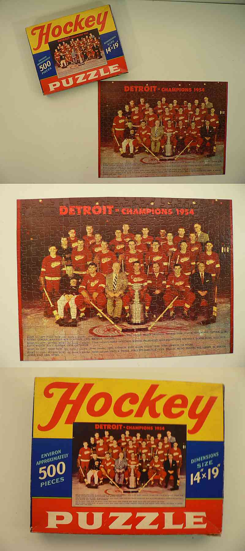 1954 INTERNATIONAL DISPENSACO DETROIT RED WINGS PUZZLE & BOX photo 1954 INTERNATIONAL DISPENSACO DETROIT RED WINGS PUZZLE & BOX photo