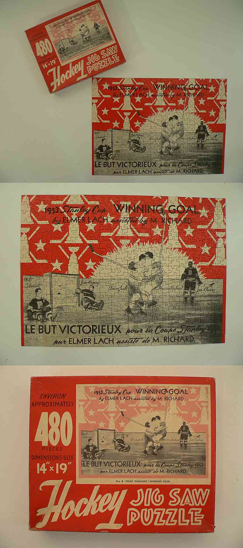 1952-53 JIG SAW STANLEY CUP WINNING GOAL PUZZLE & BOX photo 1952-53 JIG SAW STANLEY CUP WINNING GOAL PUZZLE & BOX photo