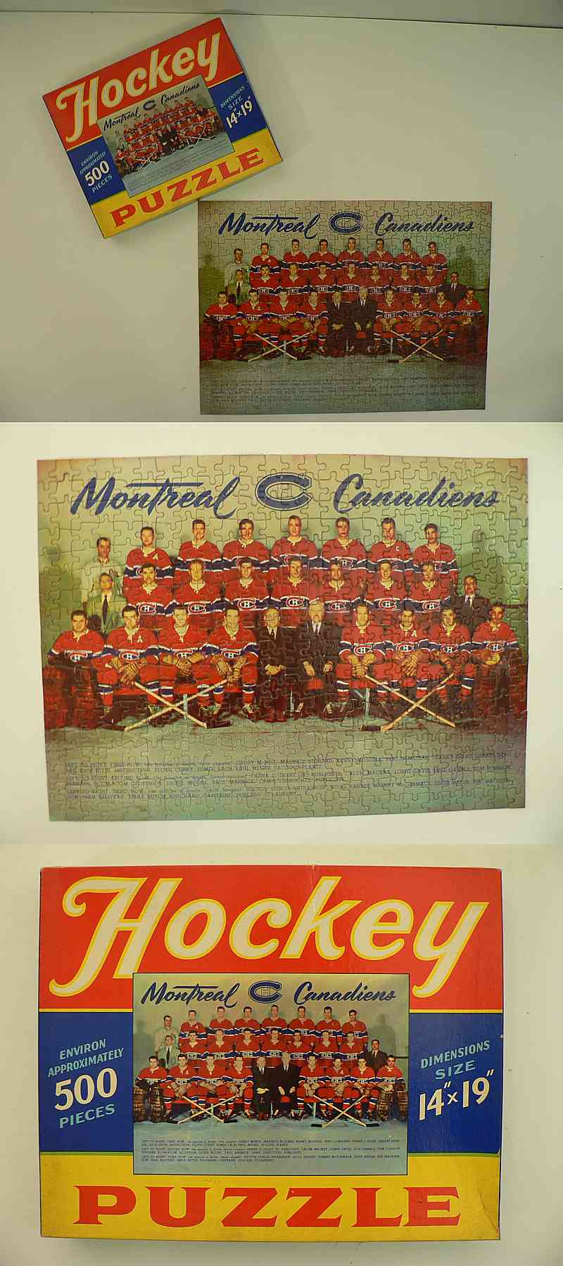 1950'S INTERNATIONAL DISPENSACO MONTREAL CANADIENS PUZZLE & BOX photo 1950'S INTERNATIONAL DISPENSACO MONTREAL CANADIENS PUZZLE & BOX photo