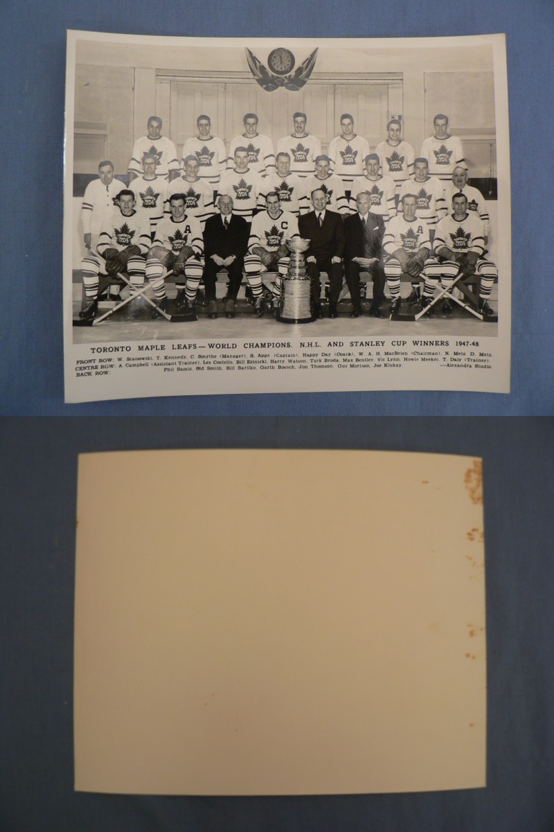 1947-48 TORONTO MAPLE LEAFS STANLEY CUP TEAM PHOTO photo 1947-48 TORONTO MAPLE LEAFS STANLEY CUP TEAM PHOTO photo
