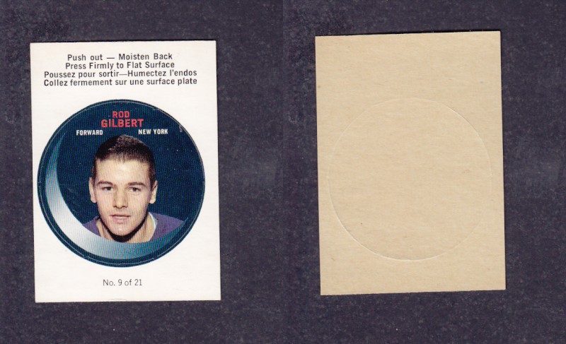 1968-69 O-P-C HOCKEY PUCK STICKER R. GILBERT #9 photo 1968-69 O-P-C HOCKEY PUCK STICKER R. GILBERT #9 photo