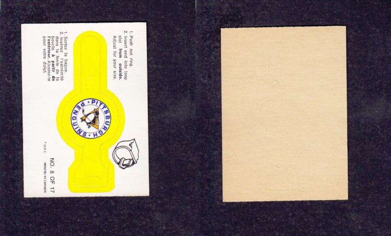 1974-75 O-P-C TEAM RING PITTSBURGH PENGUINS #8 photo 1974-75 O-P-C TEAM RING PITTSBURGH PENGUINS #8 photo
