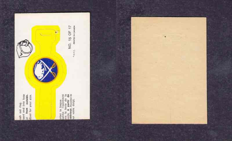 1974-75 O-P-C TEAM RING BUFFALO SABRES #15 photo 1974-75 O-P-C TEAM RING BUFFALO SABRES #15 photo