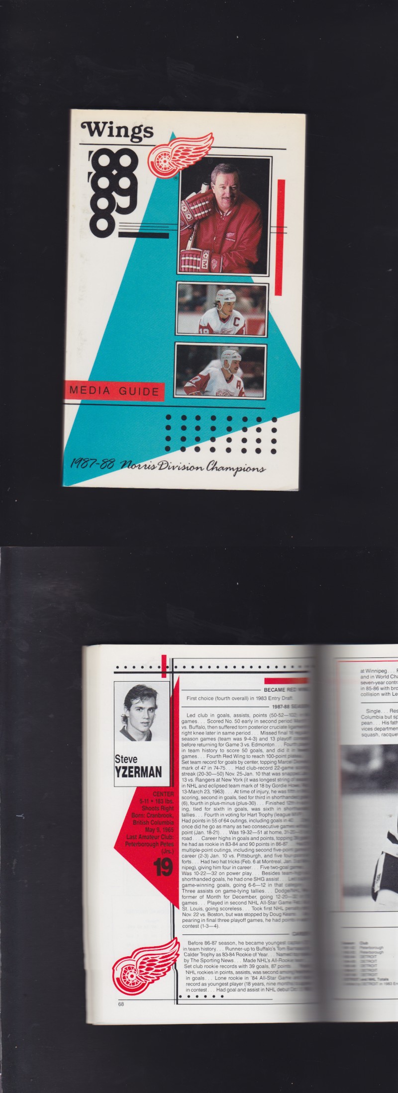 1988-89 DETROIT RED WINGS YEARBOOK photo 1988-89 DETROIT RED WINGS YEARBOOK photo