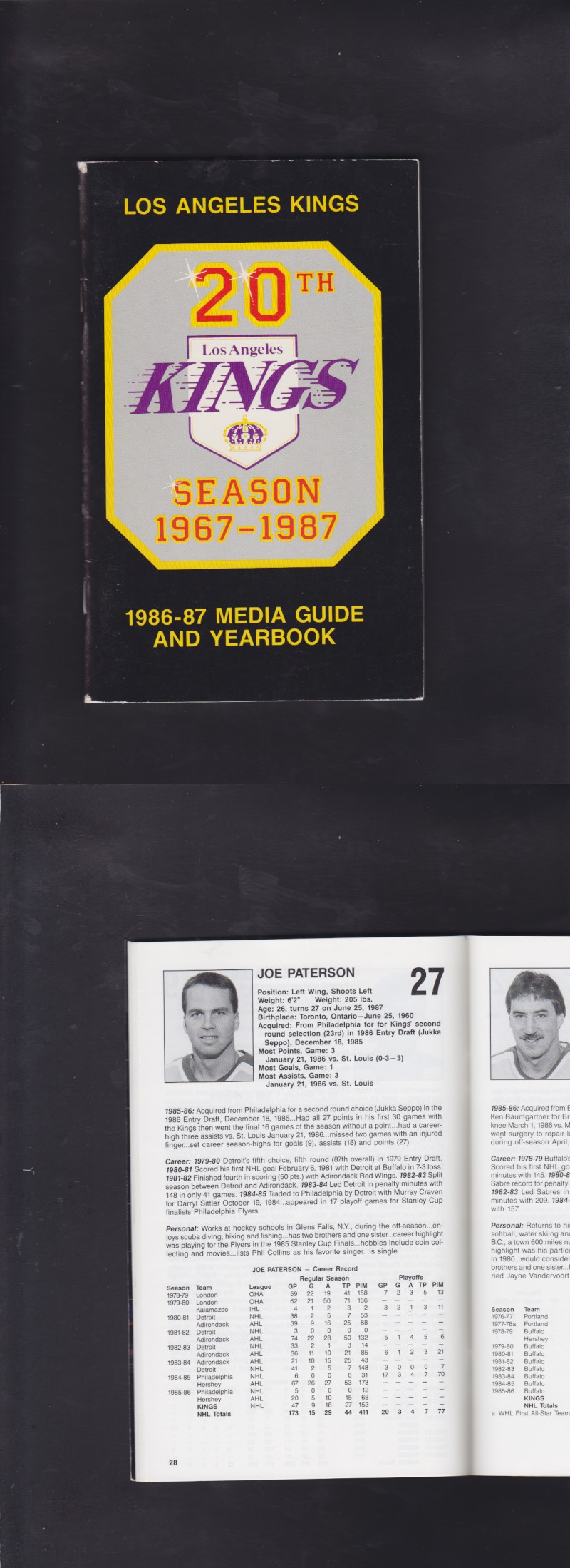 1986-87 LOS ANGELES KINGS YEARBOOK photo 1986-87 LOS ANGELES KINGS YEARBOOK photo