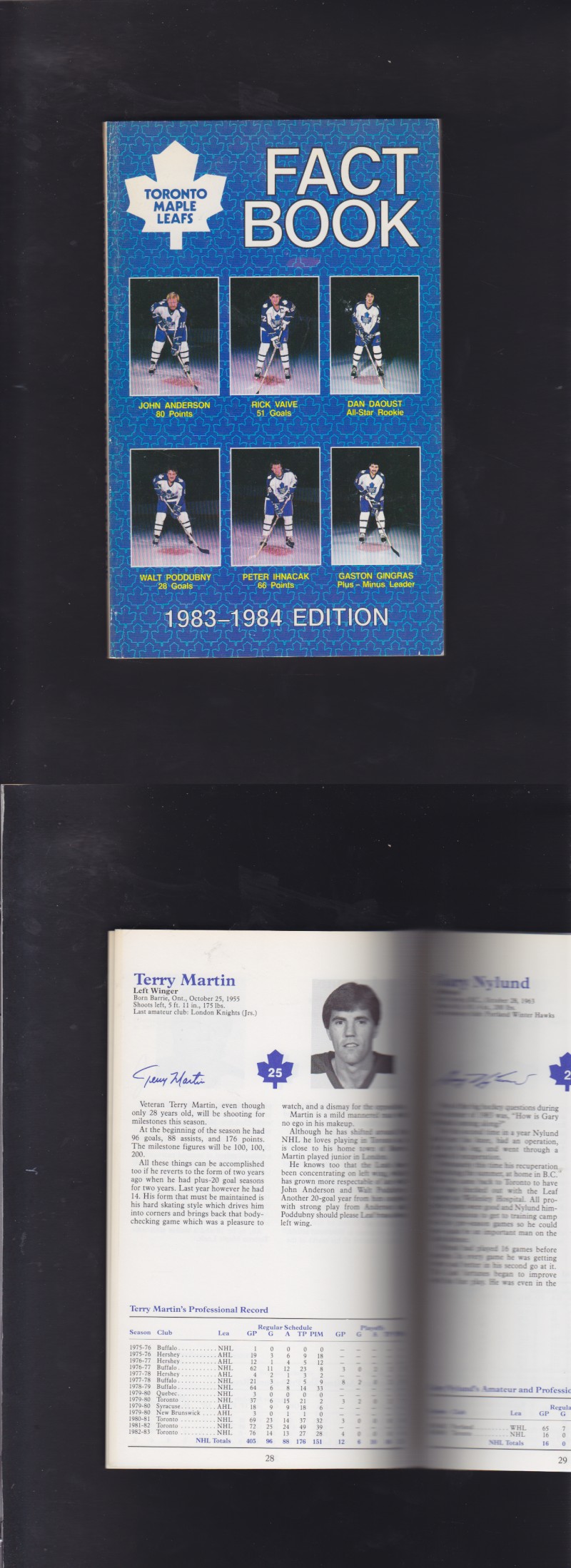 1983-84 TORONTO MAPLE LEAFS YEARBOOK photo 1983-84 TORONTO MAPLE LEAFS YEARBOOK photo
