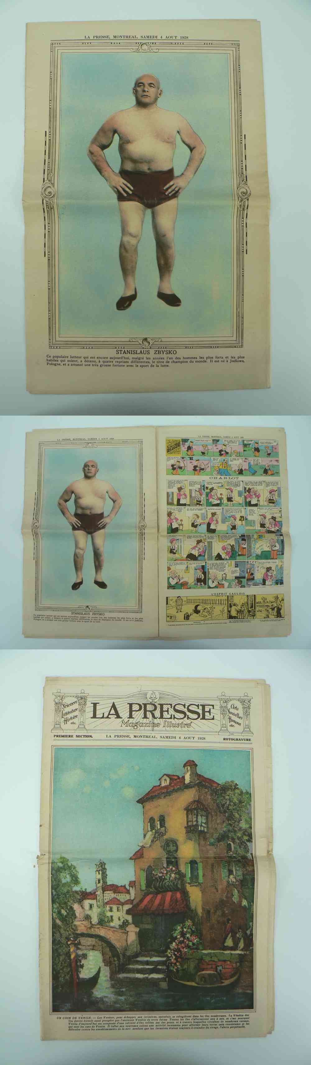 1928 LAPRESSE FULL NEWSPAPER INSIDE PHOTO STANISLAUS ZBYSKO photo 1928 LAPRESSE FULL NEWSPAPER INSIDE PHOTO STANISLAUS ZBYSKO photo